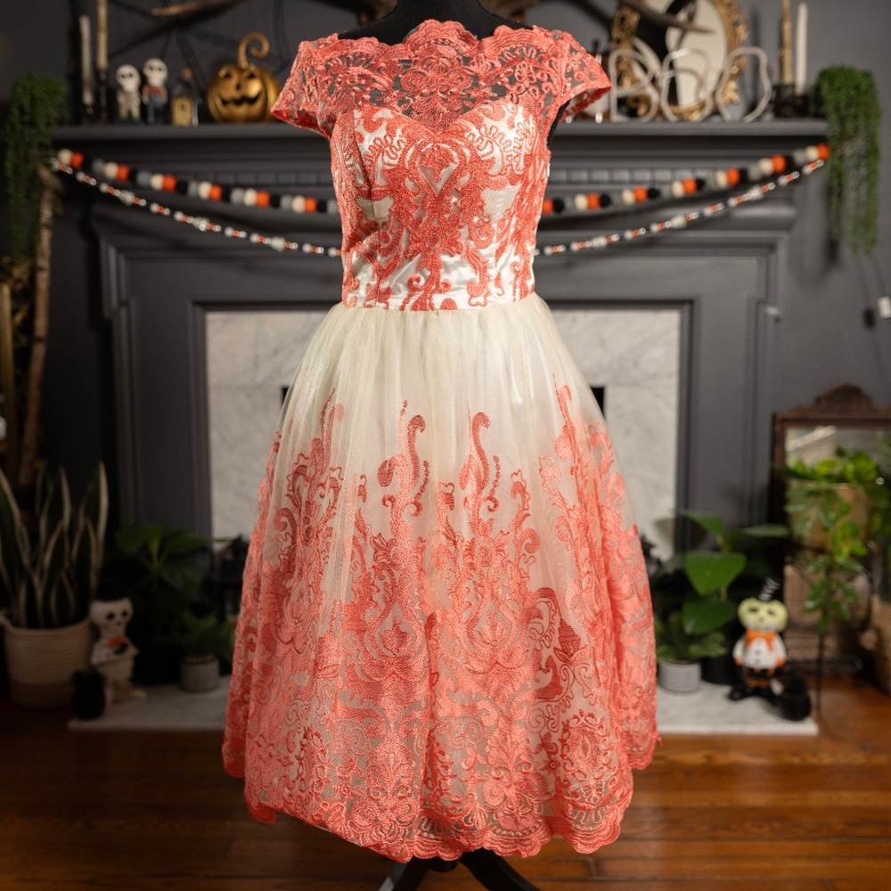 Chi Chi London Coral Lace Dress - 4